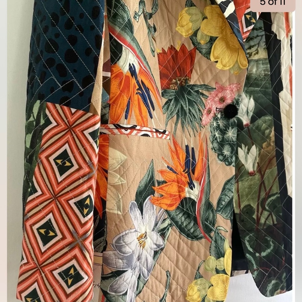 Vilagallo Patchwork Quilted Blazer Jacket Coat Si… - image 6